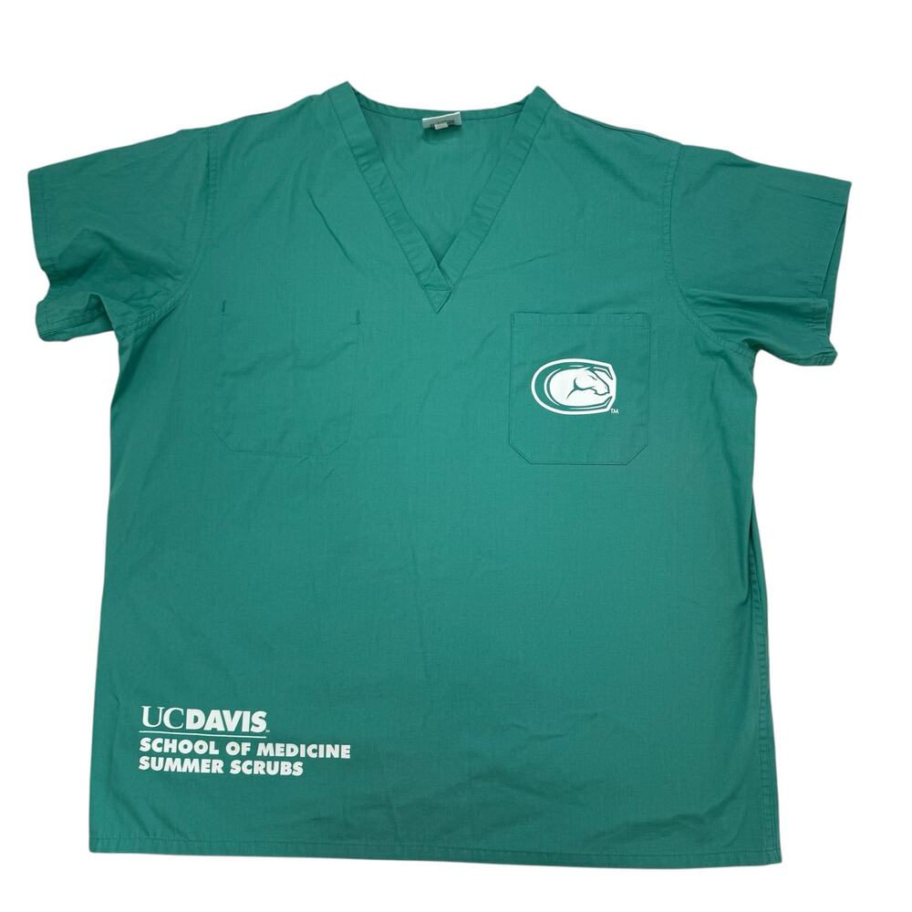 UC Davis School of Medicine Summer Scrubs Green Top Size Large Unisex Aggies